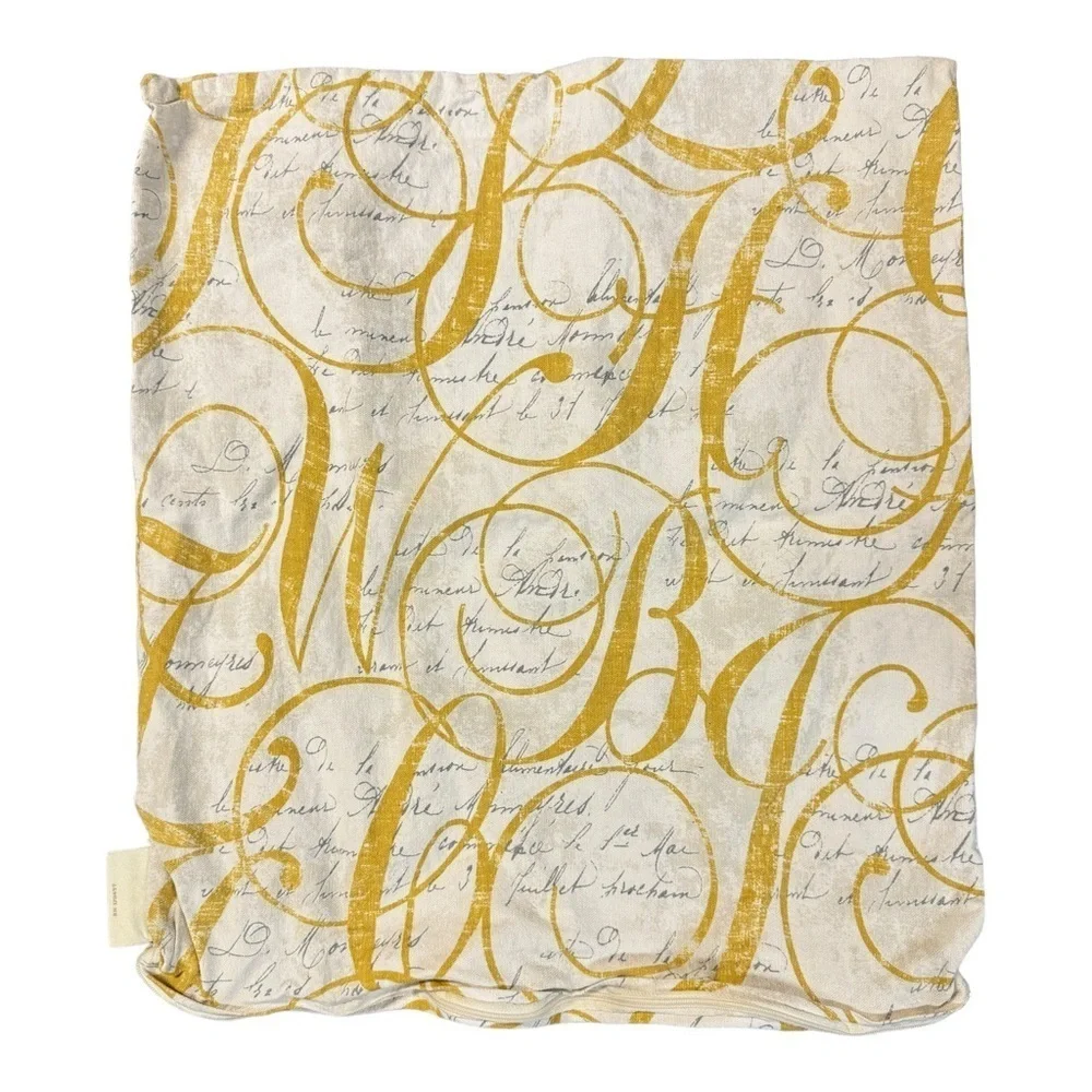 Cream and Yellow Script Throw Pillow Cover